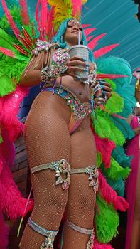 Откровенные декольте Рианны на карнавале в Барбадосе фото #17